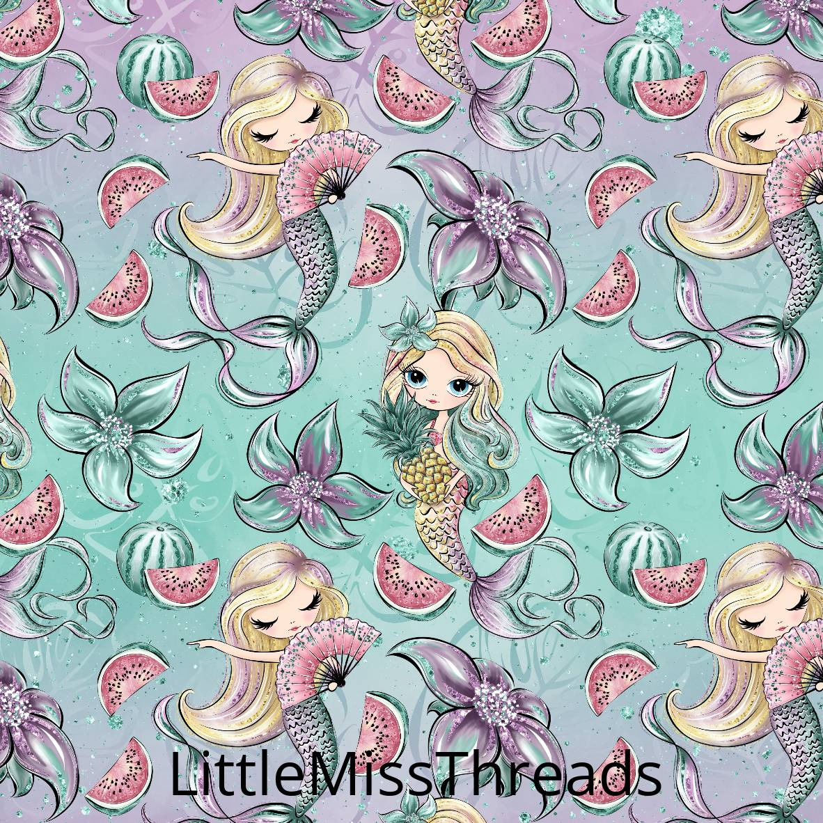 PRE ORDER - Phantasia Blue Mermaids - Fabric - Fabric from [store] by Little Miss Threads - 