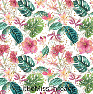 PRE ORDER - Lush Tropics White Floral - Fabric - Fabric from [store] by Little Miss Threads - 