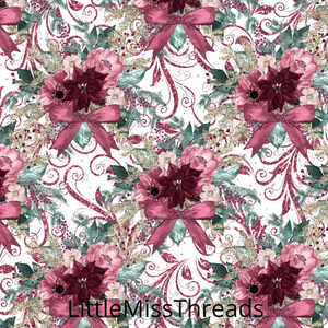 PRE ORDER - Christmas Florals White - Fabric - Fabric from [store] by Little Miss Threads - 