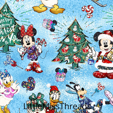 PRE ORDER - Mickeys Christmas Blue - Fabric - Fabric from [store] by Little Miss Threads - 