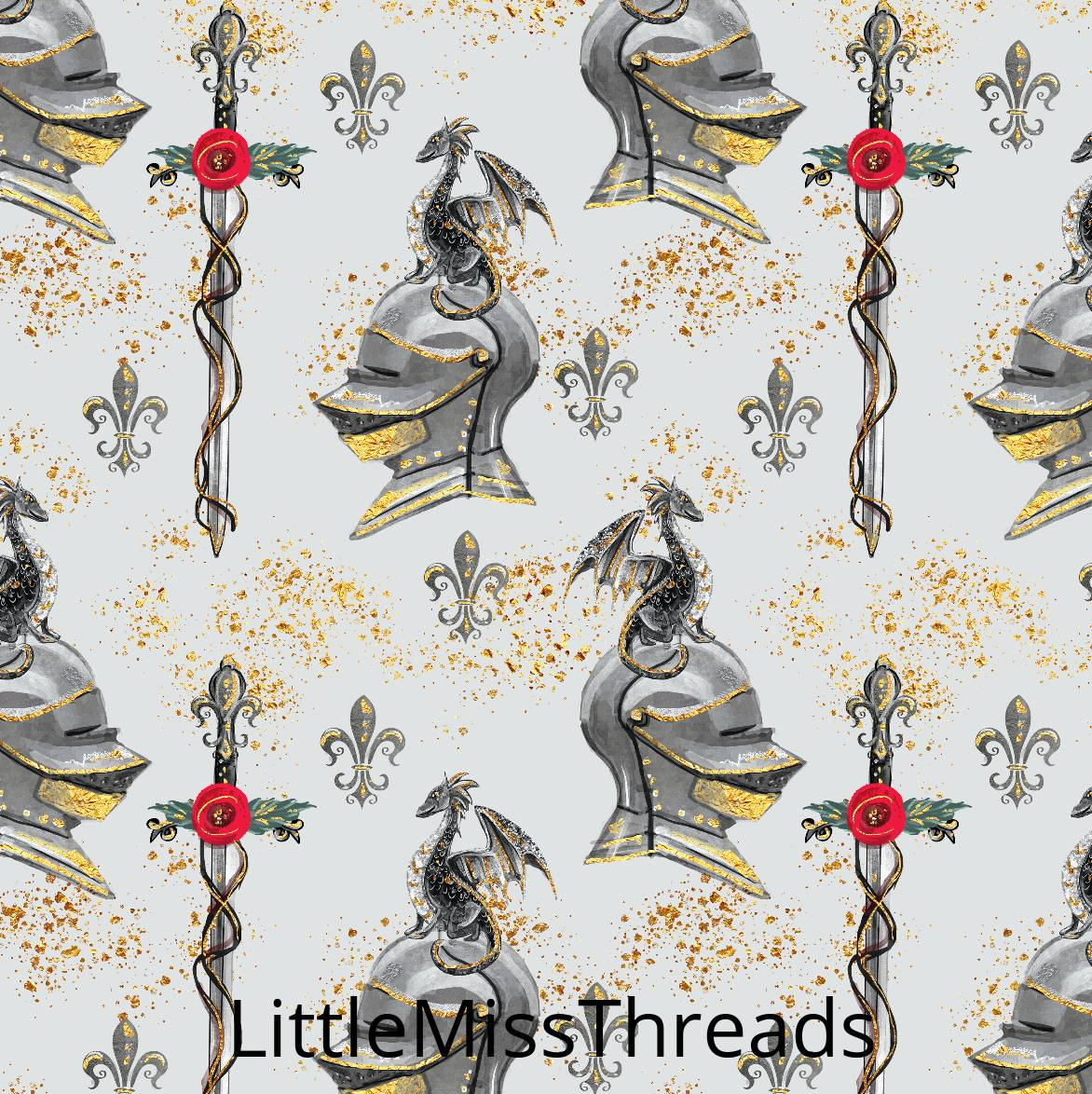 PRE ORDER - Dragon Knights Grey - Fabric - Fabric from [store] by Little Miss Threads - 