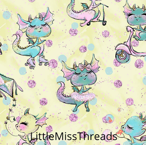 PRE ORDER - Baby Dragons Yellow - Fabric - Fabric from [store] by Little Miss Threads - 