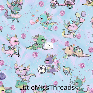 PRE ORDER - Baby Dragons Blue - Fabric - Fabric from [store] by Little Miss Threads - 