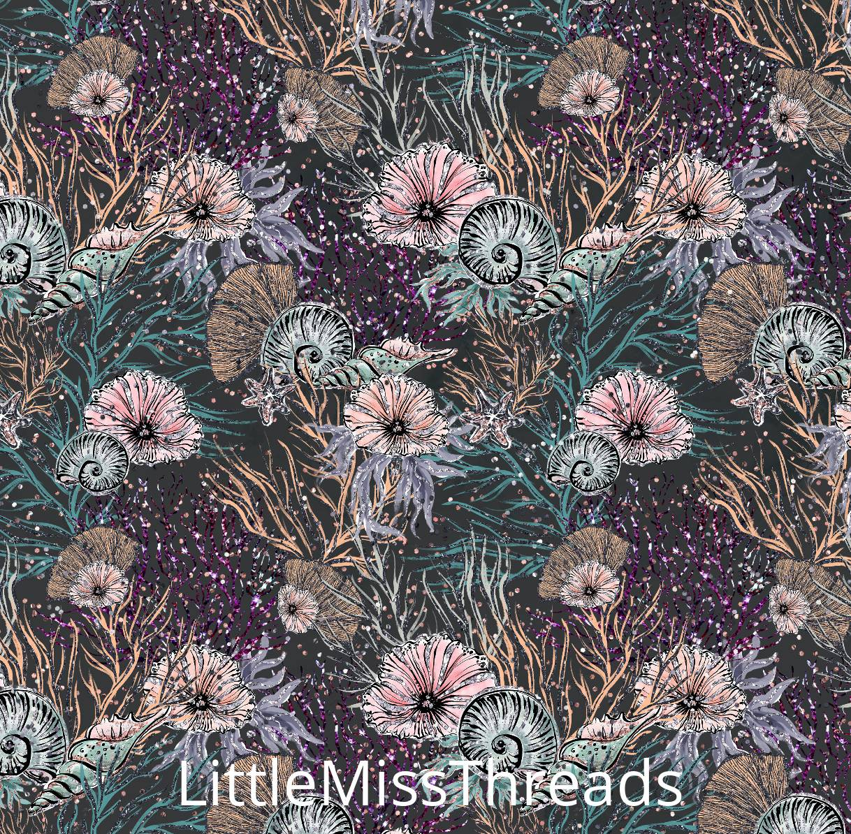 PRE ORDER - Halloween Mermaid Shells - Fabric - Fabric from [store] by Little Miss Threads - 