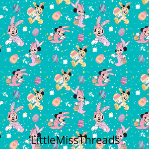 PRE ORDER - Minnie Bunny Aqua - Fabric - Fabric from [store] by Little Miss Threads - 