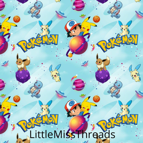 PRE ORDER - Pokemon Light Blue - Fabric - Fabric from [store] by Little Miss Threads - 