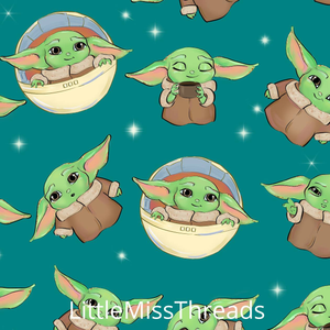 PRE ORDER - Baby Yoda Teal Boys - Fabric - Fabric from [store] by Little Miss Threads - 