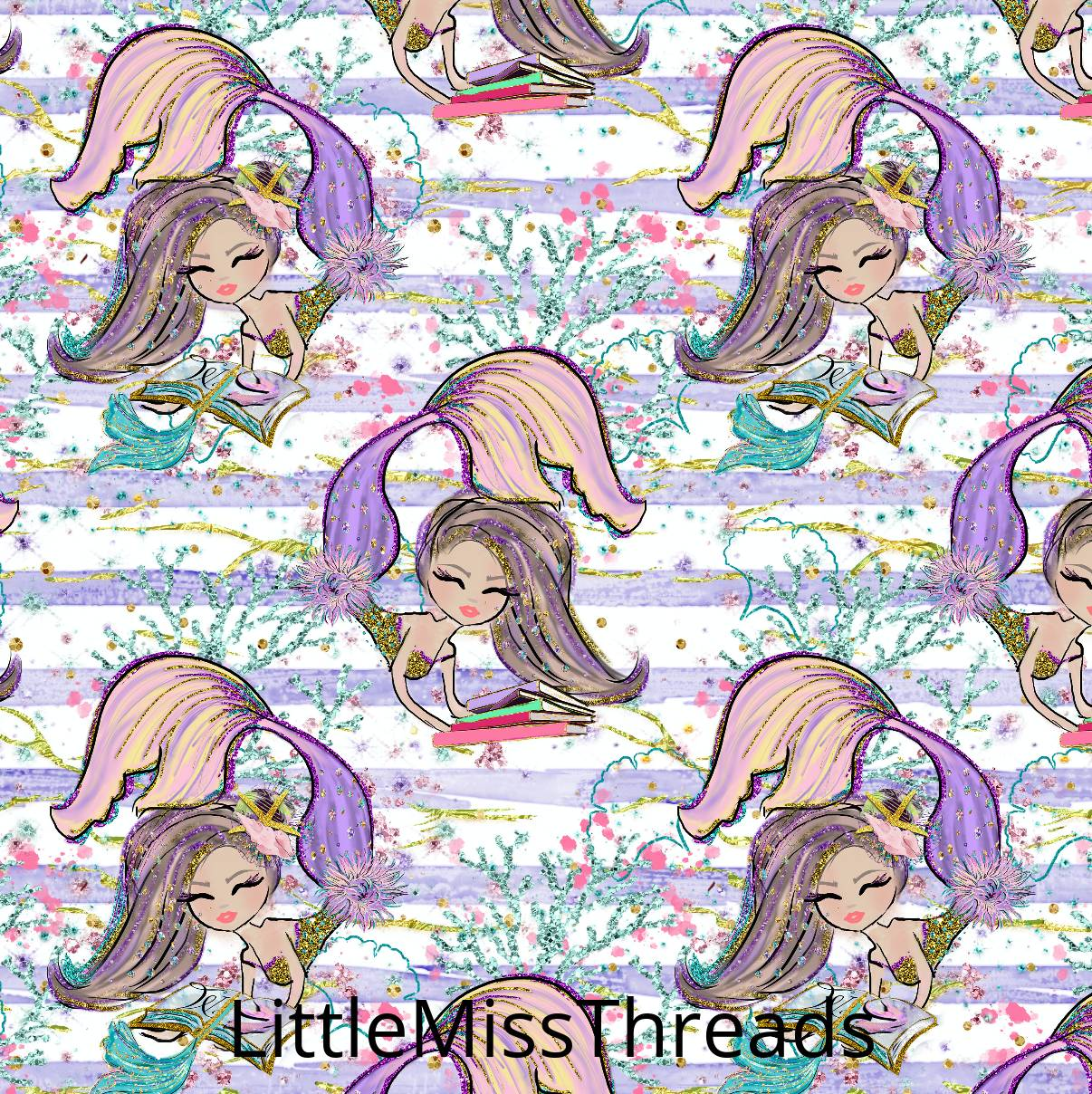 PRE ORDER - Magical Mermaids Purple - Fabric - Fabric from [store] by Little Miss Threads - 