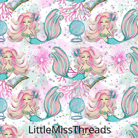PRE ORDER - Magical Mermaids White - Fabric - Fabric from [store] by Little Miss Threads - 
