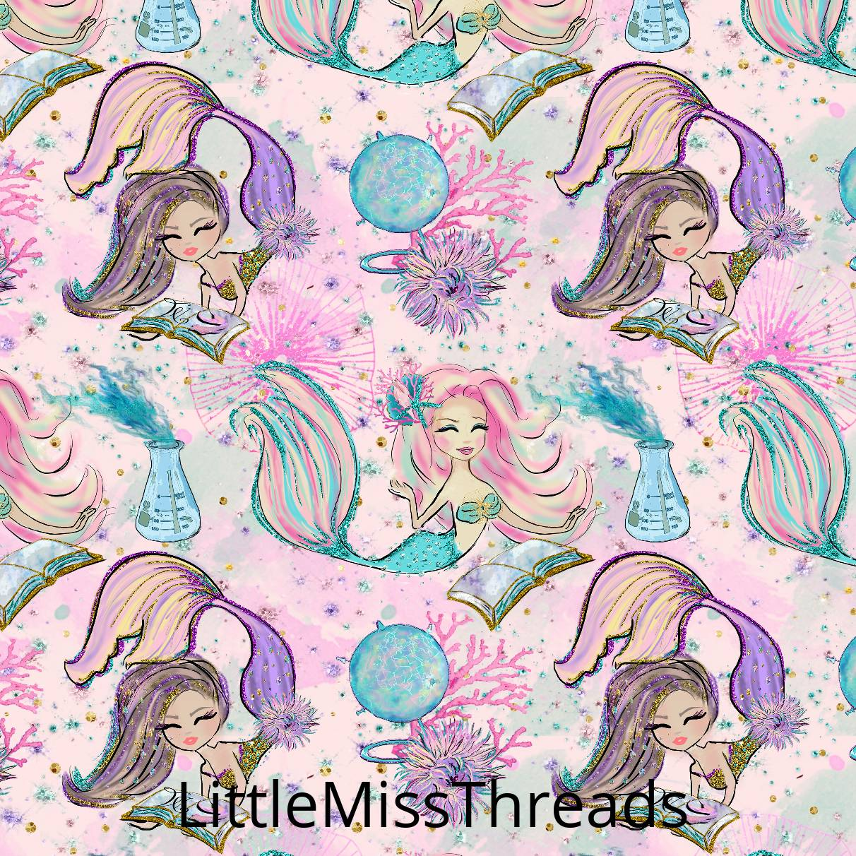 PRE ORDER - Magical Mermaids Light Pink - Fabric - Fabric from [store] by Little Miss Threads - 