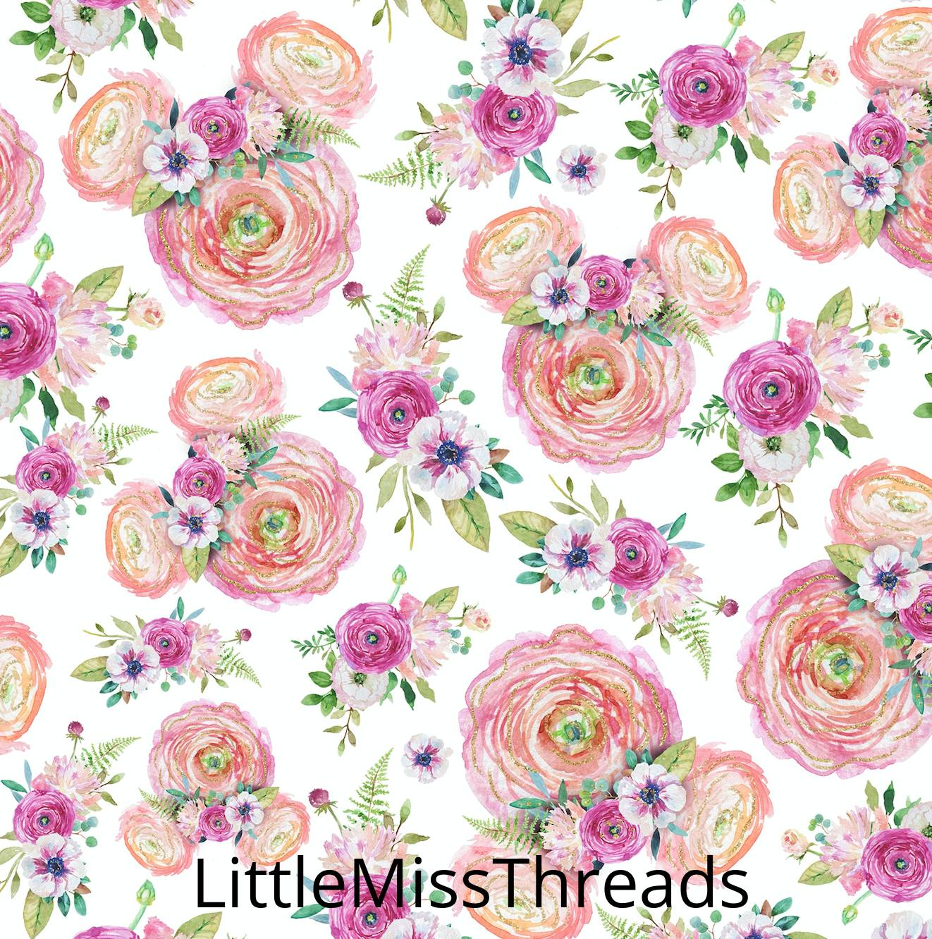 PRE ORDER - Minnie Mouse Florals - Fabric - Fabric from [store] by Little Miss Threads - 