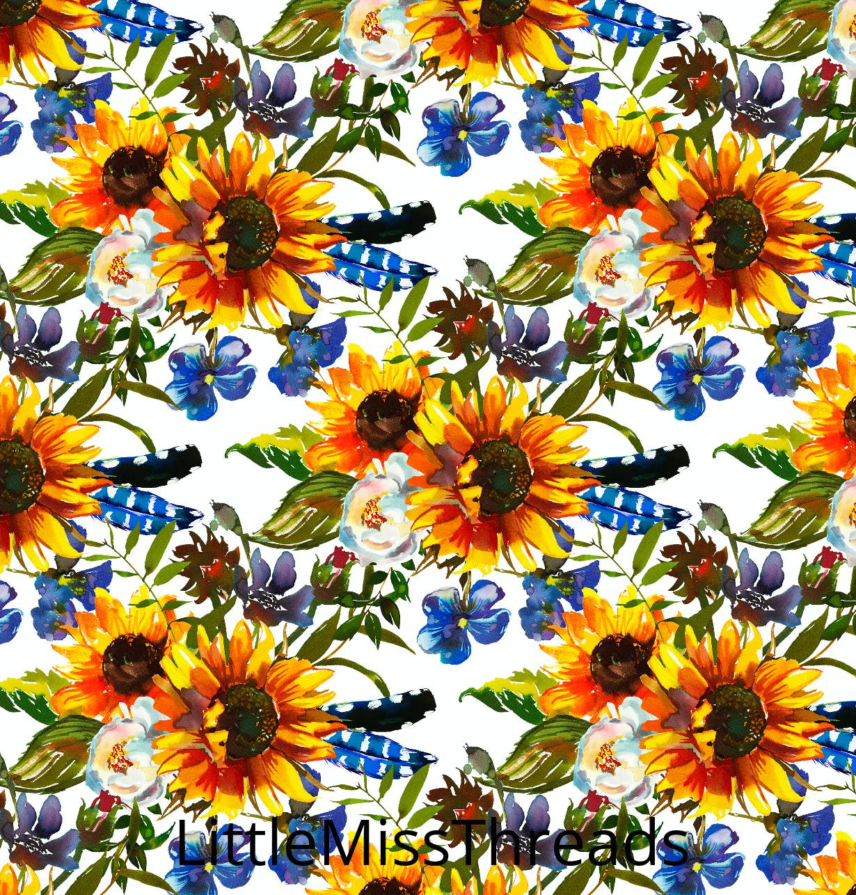 PRE ORDER - Clucker Sunflower Light Blue - Fabric - Fabric from [store] by Little Miss Threads - 