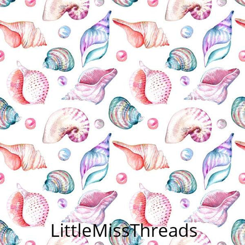 PRE ORDER - Sea Shells White - Fabric - Fabric from [store] by Little Miss Threads - 