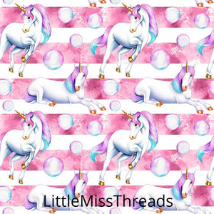 PRE ORDER Unicornia Pink Stripes - MM Fabric Print - Fabric from [store] by Mini Mooches - 