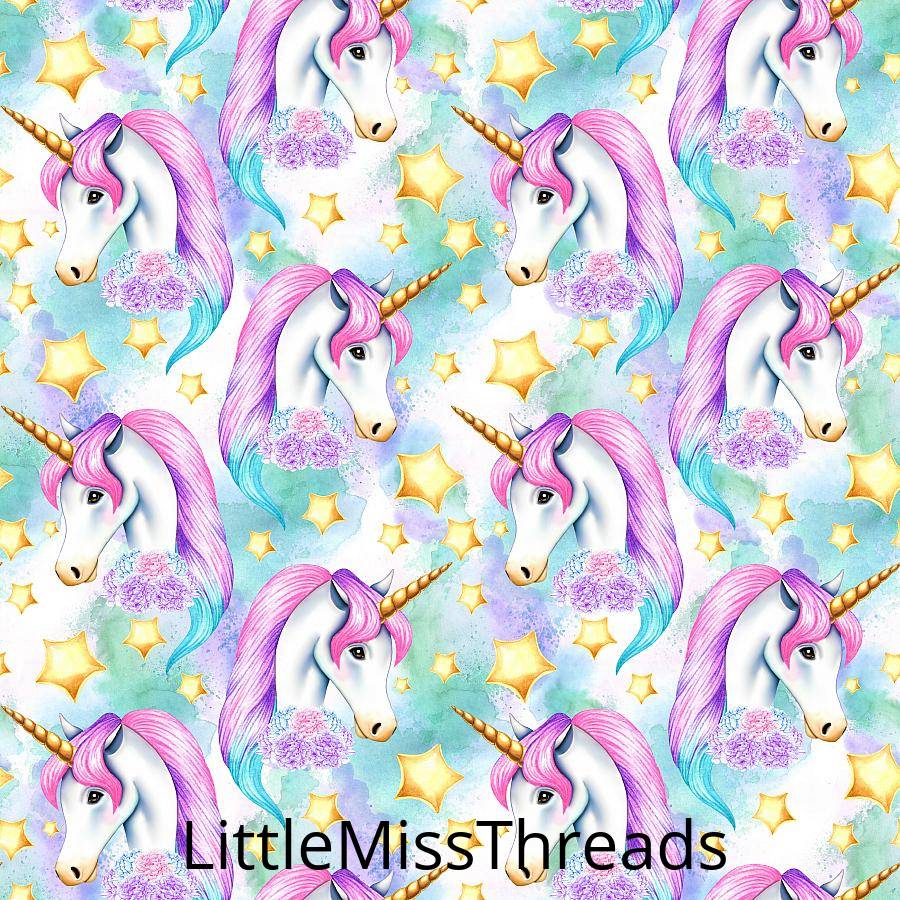 PRE ORDER Unicornia Aqua Faces - MM Fabric Print - Fabric from [store] by Mini Mooches - 