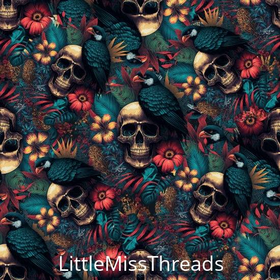 PRE ORDER - Tropical Skulls - Fabric - Fabric from [store] by Little Miss Threads - 