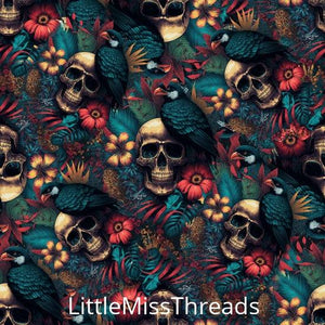 PRE ORDER - Tropical Skulls - Fabric - Fabric from [store] by Little Miss Threads - 