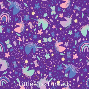 PRE ORDER - Unicorn Doodles Purple - Fabric - Fabric from [store] by Little Miss Threads - 