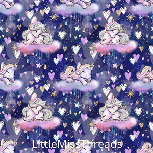 PRE ORDER - Unicorn Dreams Navy Cloud - Fabric - Fabric from [store] by Little Miss Threads - 