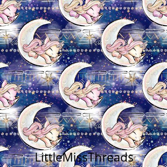 PRE ORDER - Unicorn Dreams Navy Moon - Fabric - Fabric from [store] by Little Miss Threads - 