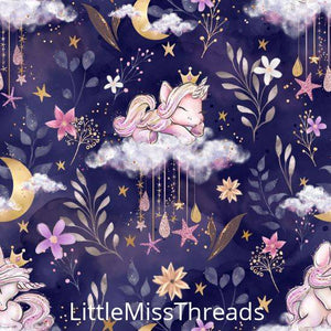 PRE ORDER - Unicorn Mice Navy Cloud - Fabric - Fabric from [store] by Little Miss Threads - 