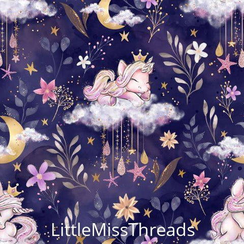 PRE ORDER - Unicorn Mice Navy Cloud - Fabric - Fabric from [store] by Little Miss Threads - 
