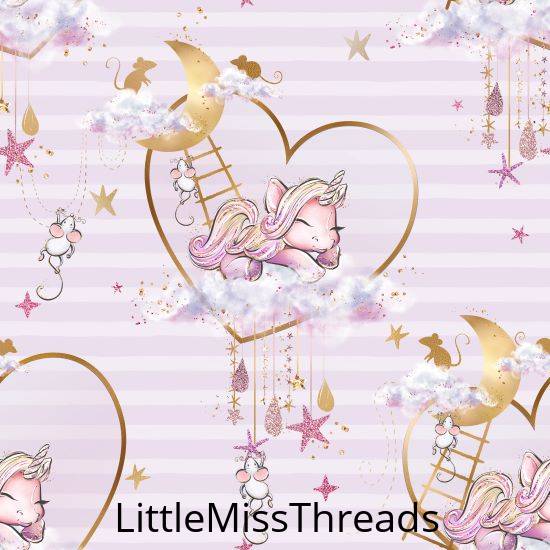 PRE ORDER - Unicorn Mice Pink Stripe - Fabric - Fabric from [store] by Little Miss Threads - 