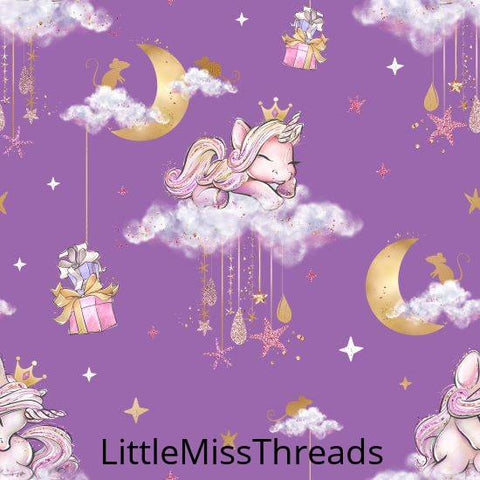 PRE ORDER - Unicorn Mice Purple Cloud - Fabric - Fabric from [store] by Little Miss Threads - 