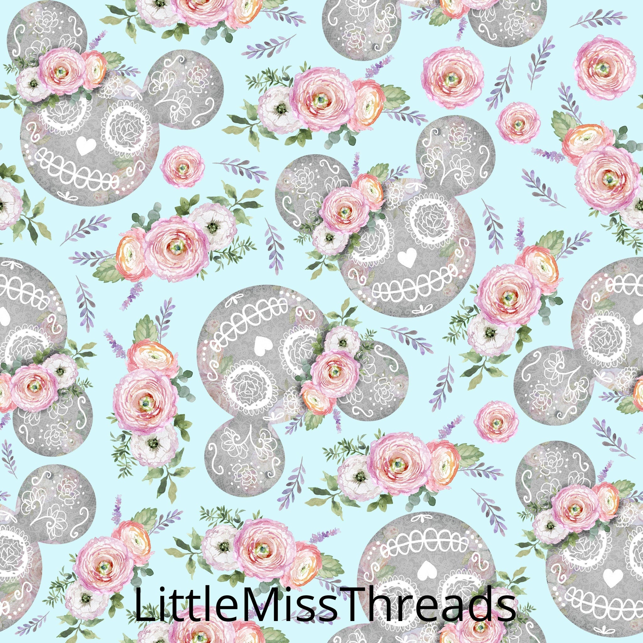 PRE ORDER - Minnie Halloween Blue  - Fabric - Fabric from [store] by Little Miss Threads - 